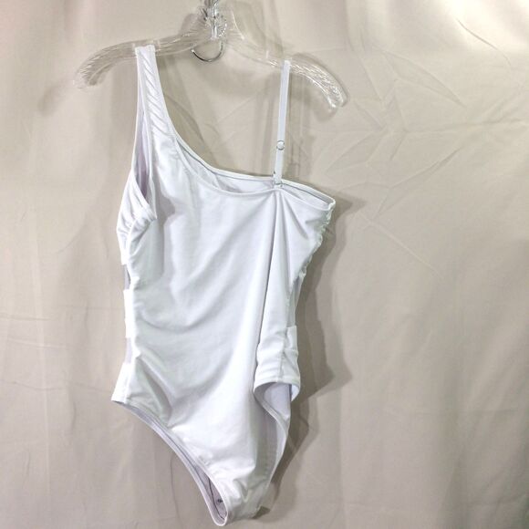 NEW Blooming Jelly One Shoulder White Swimsuit XL Mesh Insert NWT - Picture 4 of 6